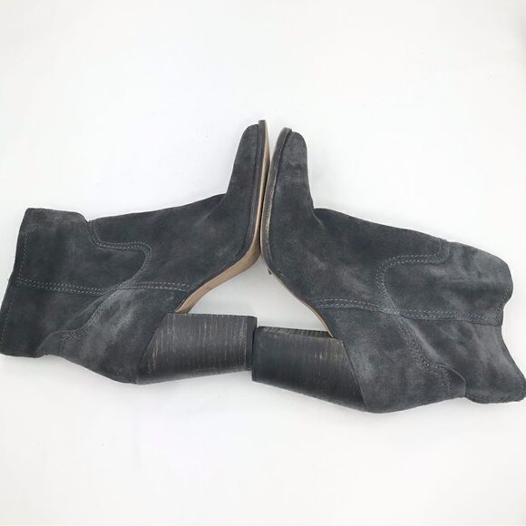Dolce Vita Gray Suede Leather Soft Structure Western Style Heeled Ankle Boots - Picture 6 of 16